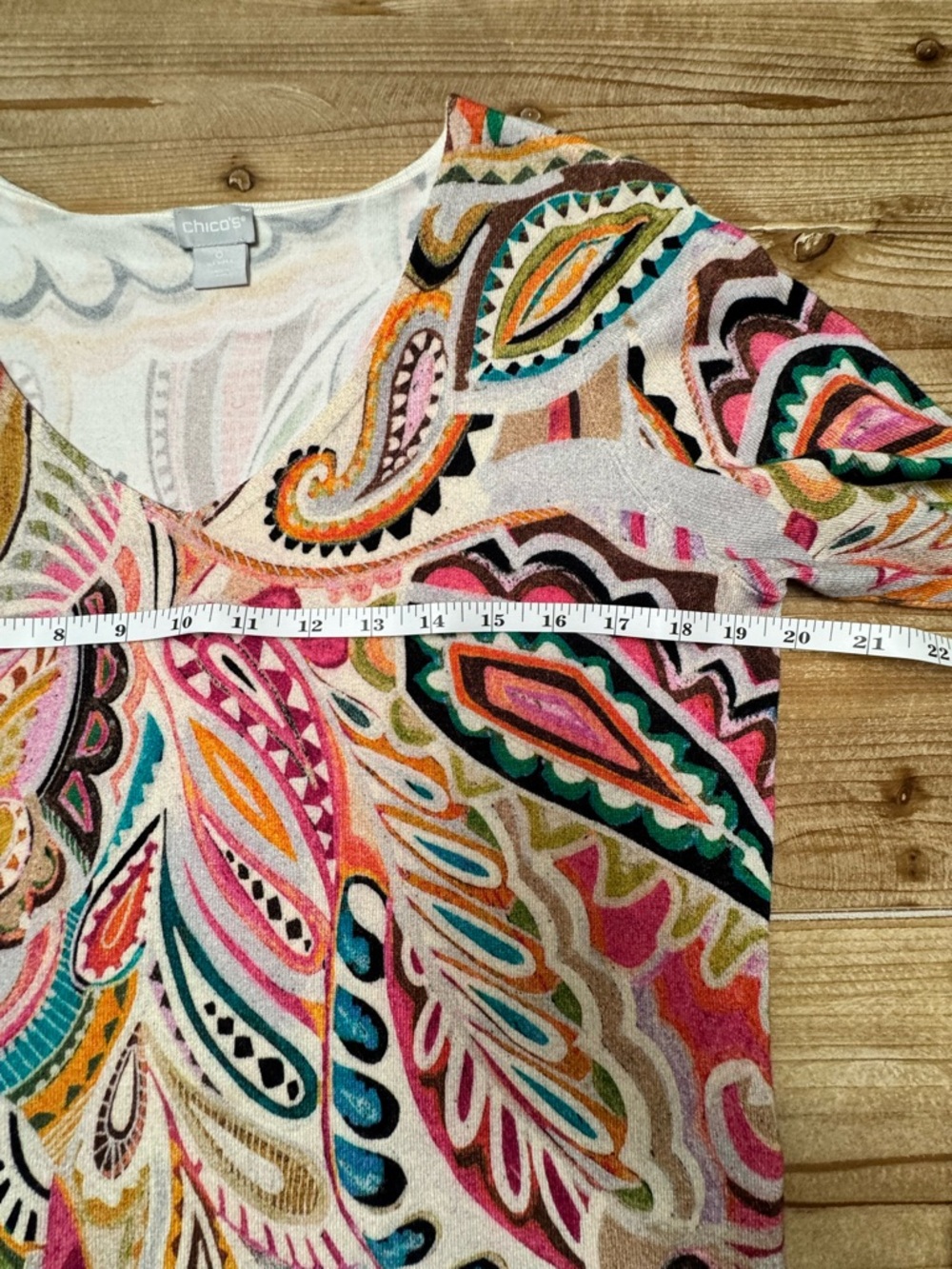 Chico’s Paisley Knit Top + Scarf Set Size 0 Small Colorful Boho Resort